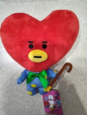 Red Heart Character Plush Toy with Blue Outfit - Kids Toy